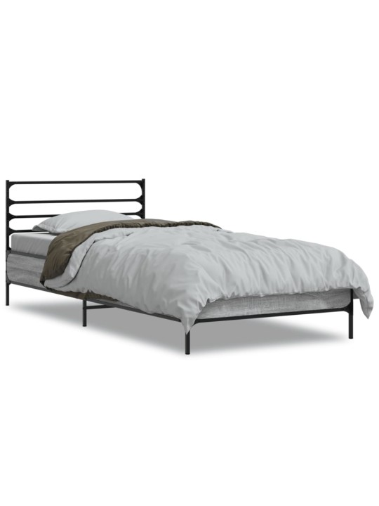 Rám postele šedý sonoma 75 x 190 cm kompozitní dřevo a kov