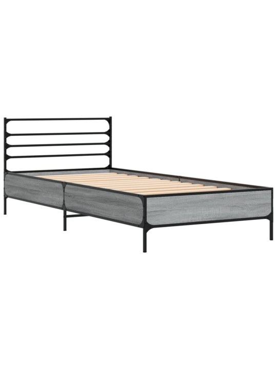 Rám postele šedý sonoma 75 x 190 cm kompozitní dřevo a kov
