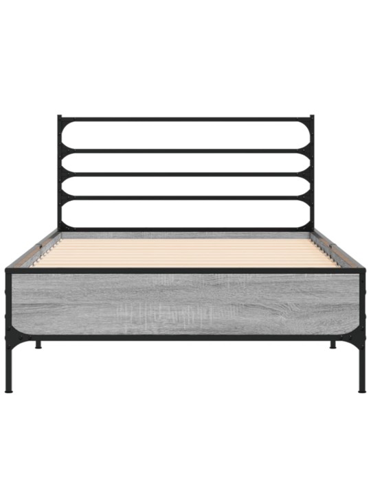 Rám postele šedý sonoma 75 x 190 cm kompozitní dřevo a kov