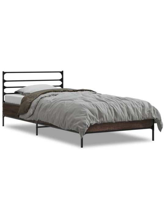 Rám postele hnědý dub 75 x 190 cm kompozitní dřevo a kov