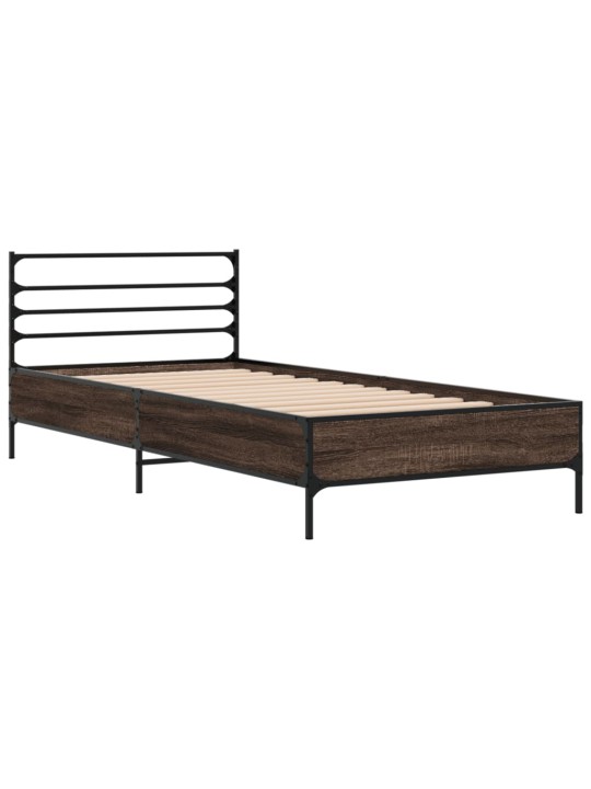 Rám postele hnědý dub 75 x 190 cm kompozitní dřevo a kov