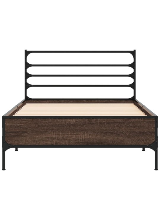 Rám postele hnědý dub 75 x 190 cm kompozitní dřevo a kov
