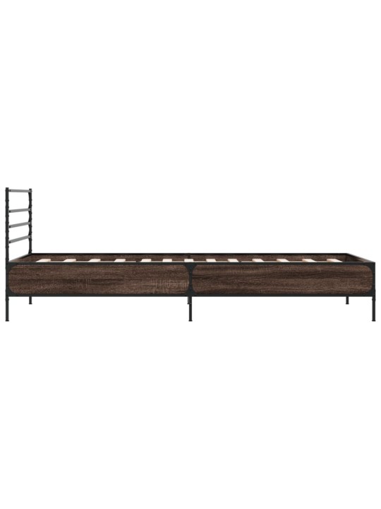 Rám postele hnědý dub 75 x 190 cm kompozitní dřevo a kov
