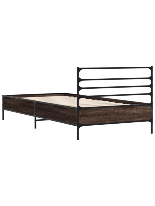 Rám postele hnědý dub 75 x 190 cm kompozitní dřevo a kov