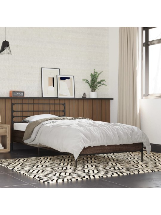 Rám postele hnědý dub 75 x 190 cm kompozitní dřevo a kov