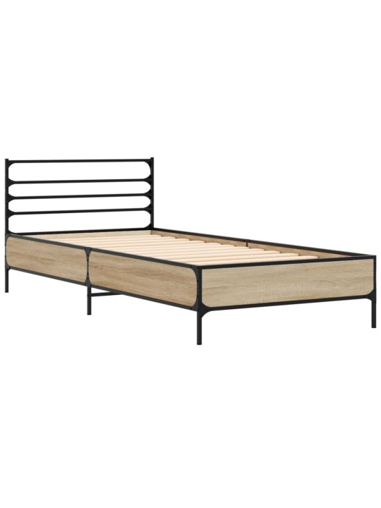 Rám postele dub sonoma 90 x 190 cm kompozitní dřevo a kov