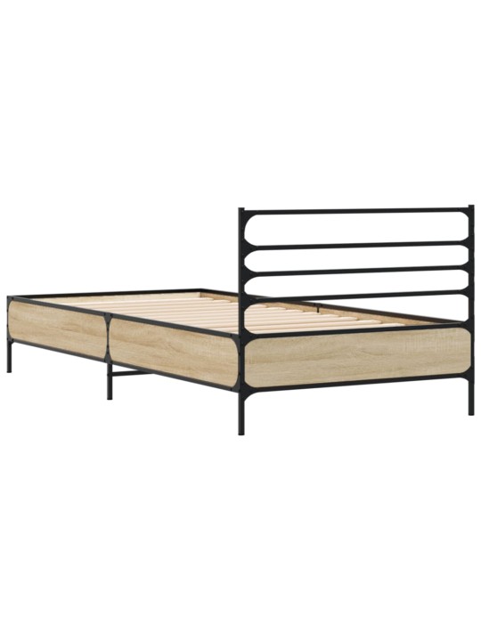 Rám postele dub sonoma 90 x 190 cm kompozitní dřevo a kov