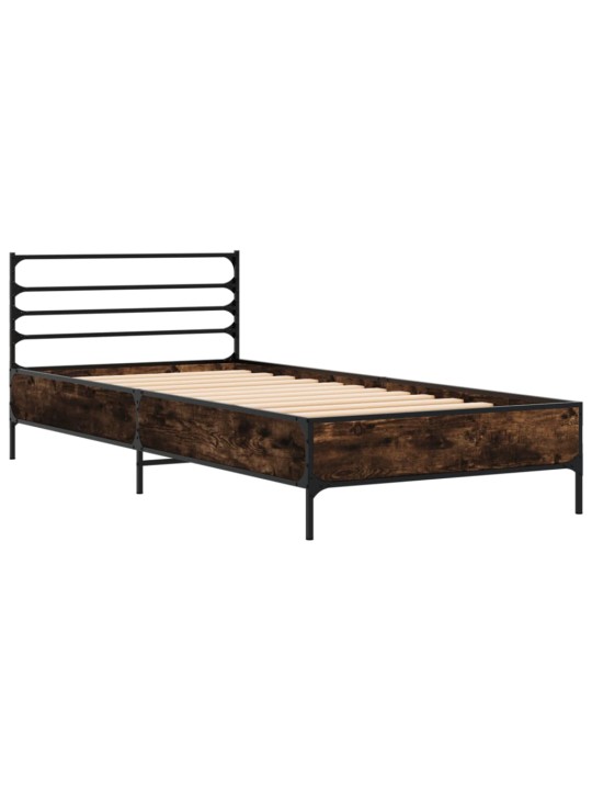 Rám postele kouřový dub 90 x 190 cm kompozitní dřevo a kov