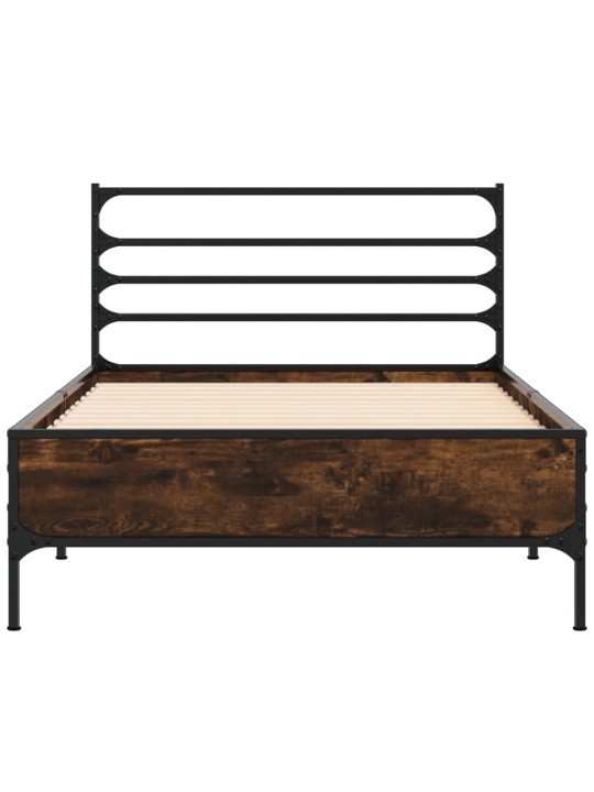 Rám postele kouřový dub 90 x 190 cm kompozitní dřevo a kov