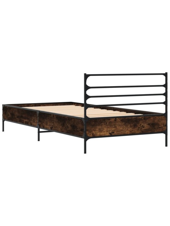 Rám postele kouřový dub 90 x 190 cm kompozitní dřevo a kov