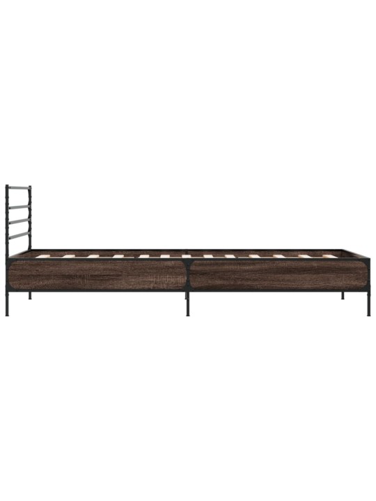 Rám postele hnědý dub 90 x 190 cm kompozitní dřevo a kov