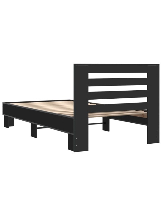 Rám postele černý 90 x 200 cm kompozitní dřevo a kov
