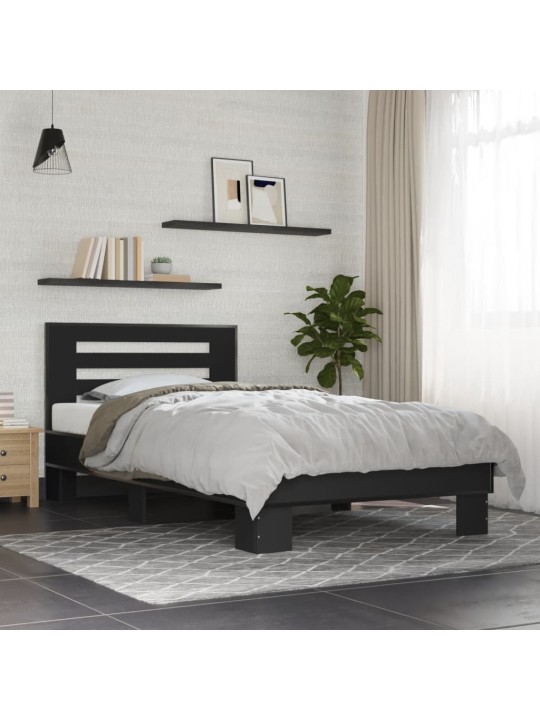 Rám postele černý 90 x 200 cm kompozitní dřevo a kov