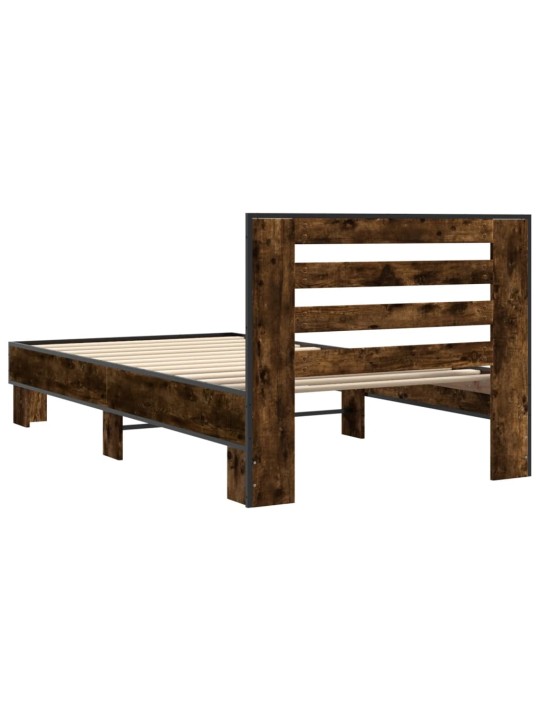 Rám postele kouřový dub 90 x 200 cm kompozitní dřevo a kov