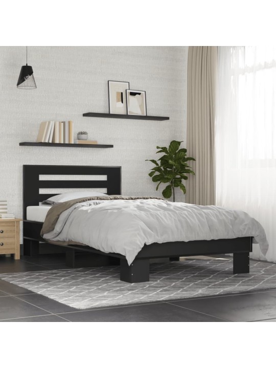 Rám postele černý 75 x 190 cm kompozitní dřevo a kov