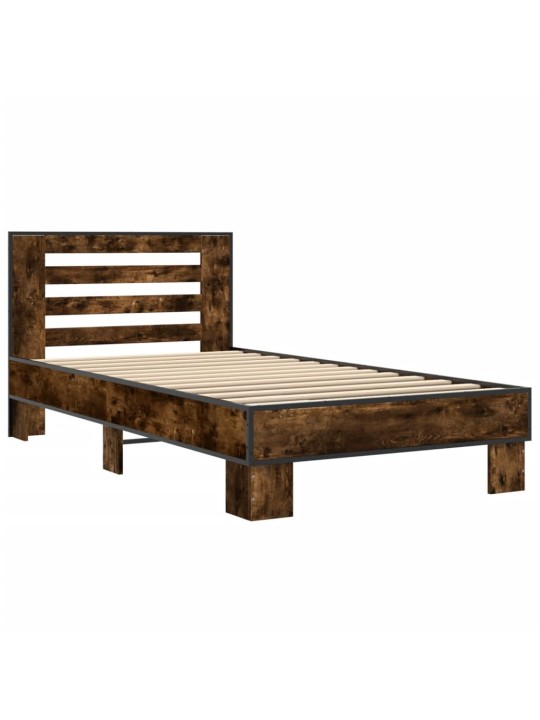 Rám postele kouřový dub 75 x 190 cm kompozitní dřevo a kov