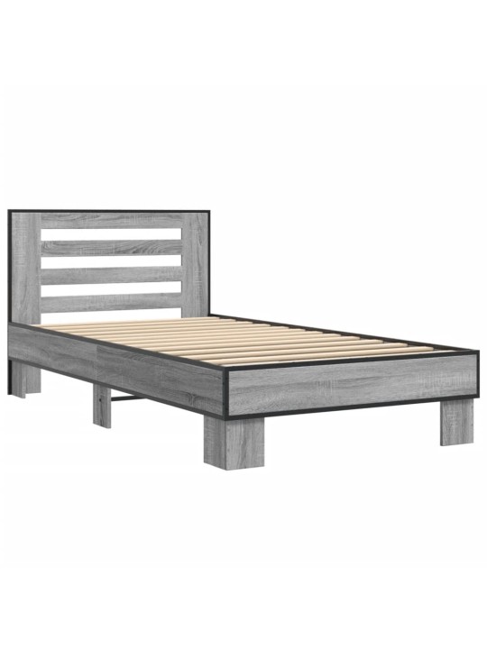 Rám postele šedý sonoma 75 x 190 cm kompozitní dřevo a kov