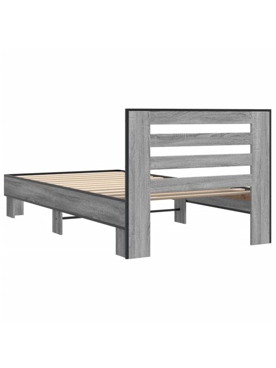 Rám postele šedý sonoma 75 x 190 cm kompozitní dřevo a kov