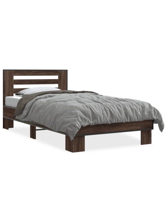 Rám postele hnědý dub 75 x 190 cm kompozitní dřevo a kov