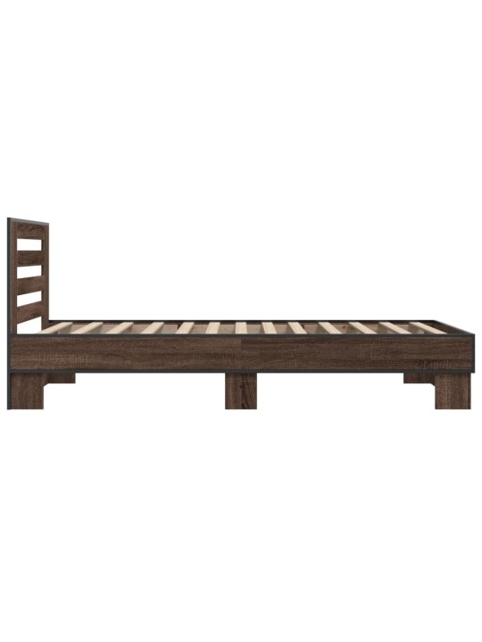 Rám postele hnědý dub 75 x 190 cm kompozitní dřevo a kov
