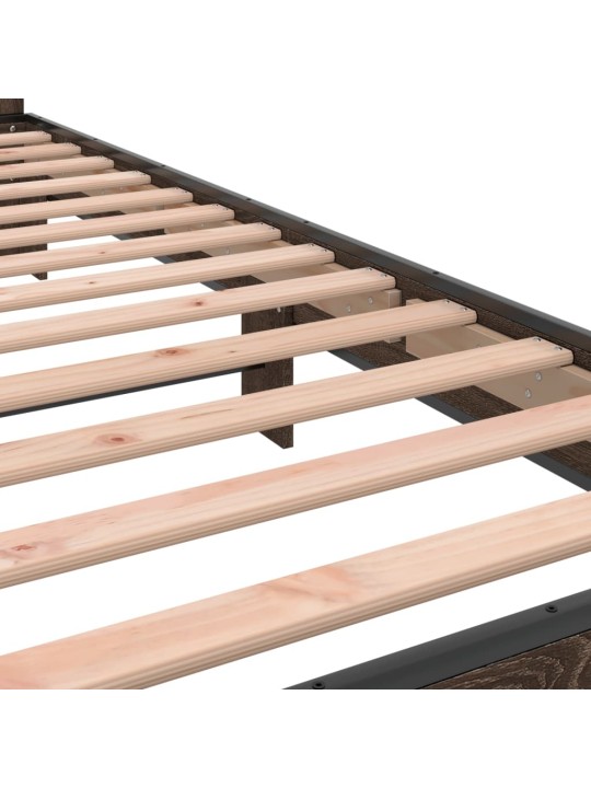Rám postele hnědý dub 100 x 200 cm kompozitní dřevo a kov