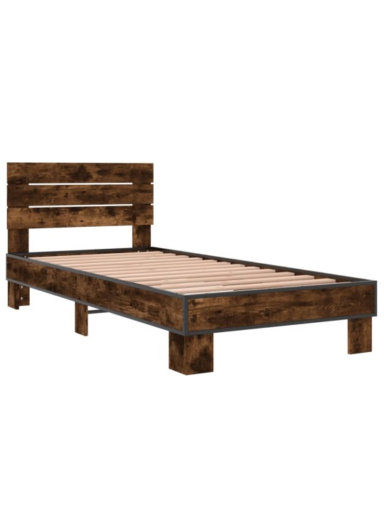 Rám postele kouřový dub 90 x 200 cm kompozitní dřevo a kov