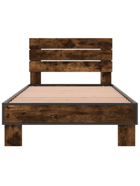 Rám postele kouřový dub 90 x 200 cm kompozitní dřevo a kov