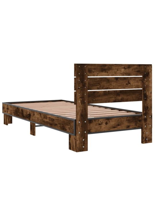 Rám postele kouřový dub 90 x 200 cm kompozitní dřevo a kov