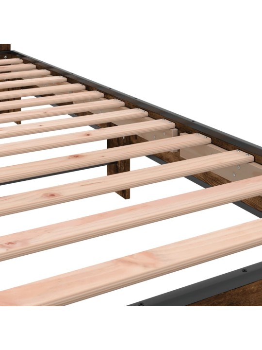 Rám postele kouřový dub 90 x 200 cm kompozitní dřevo a kov