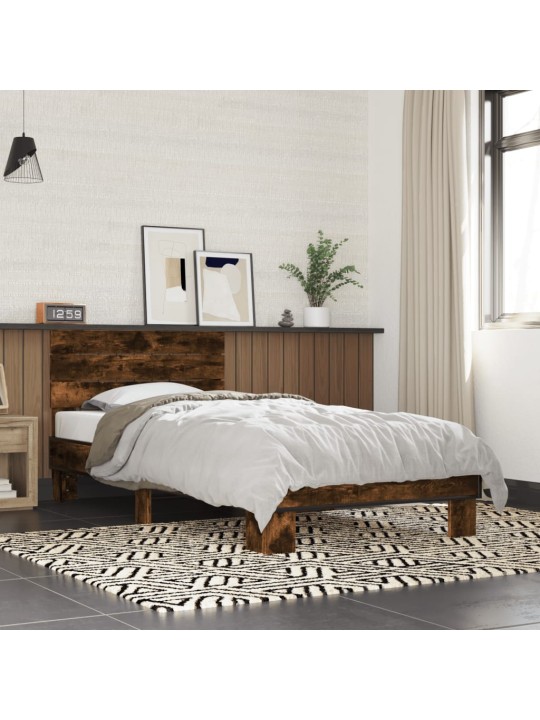 Rám postele kouřový dub 90 x 200 cm kompozitní dřevo a kov