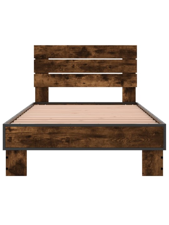 Rám postele kouřový dub 75 x 190 cm kompozitní dřevo a kov