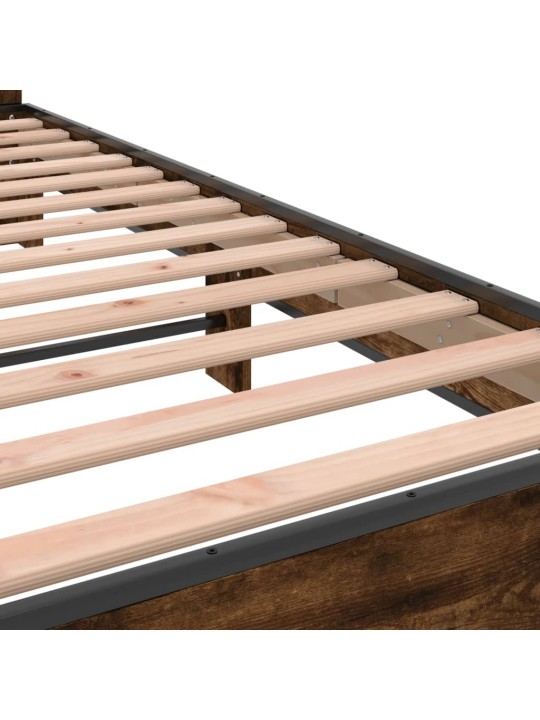 Rám postele kouřový dub 75 x 190 cm kompozitní dřevo a kov
