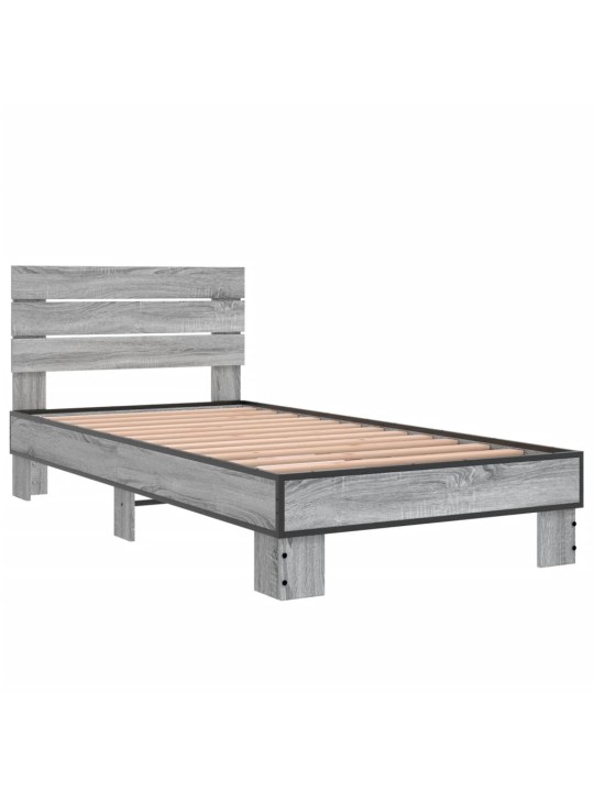 Rám postele šedý sonoma 75 x 190 cm kompozitní dřevo a kov