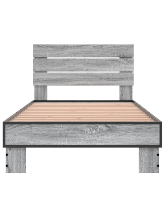 Rám postele šedý sonoma 75 x 190 cm kompozitní dřevo a kov