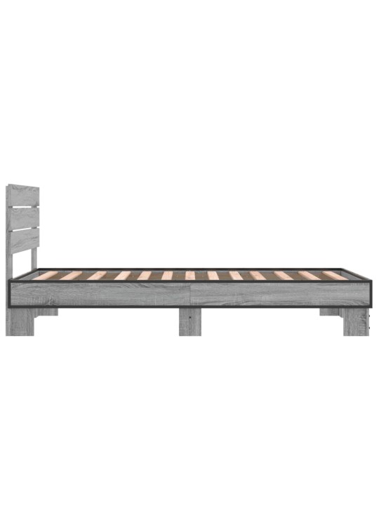 Rám postele šedý sonoma 75 x 190 cm kompozitní dřevo a kov