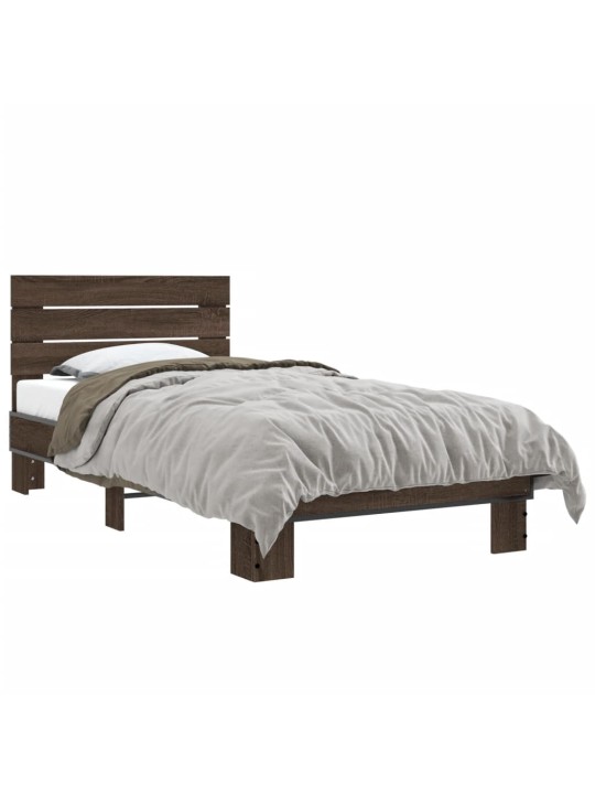 Rám postele hnědý dub 75 x 190 cm kompozitní dřevo a kov