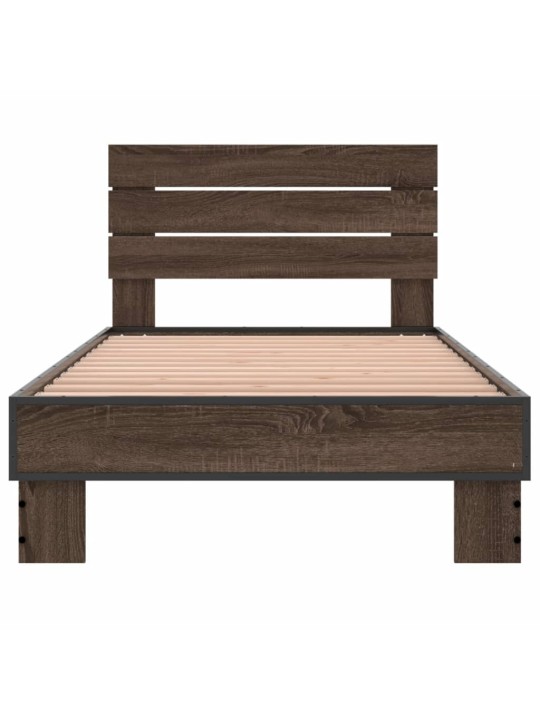 Rám postele hnědý dub 75 x 190 cm kompozitní dřevo a kov
