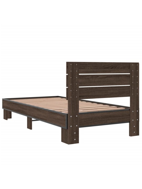 Rám postele hnědý dub 75 x 190 cm kompozitní dřevo a kov
