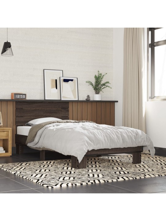 Rám postele hnědý dub 75 x 190 cm kompozitní dřevo a kov