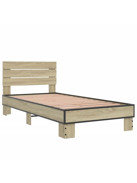 Rám postele dub sonoma 90 x 190 cm kompozitní dřevo a kov