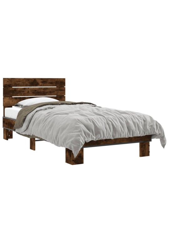 Rám postele kouřový dub 90 x 190 cm kompozitní dřevo a kov