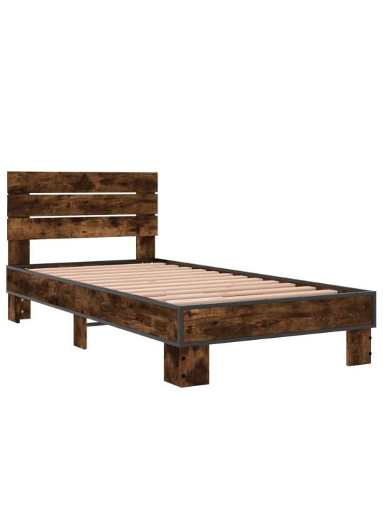 Rám postele kouřový dub 90 x 190 cm kompozitní dřevo a kov