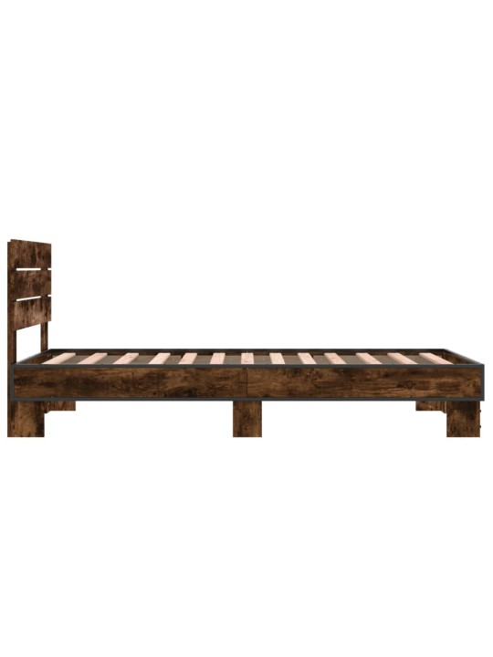 Rám postele kouřový dub 90 x 190 cm kompozitní dřevo a kov