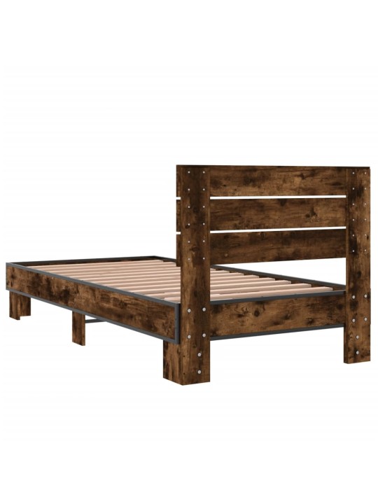 Rám postele kouřový dub 90 x 190 cm kompozitní dřevo a kov