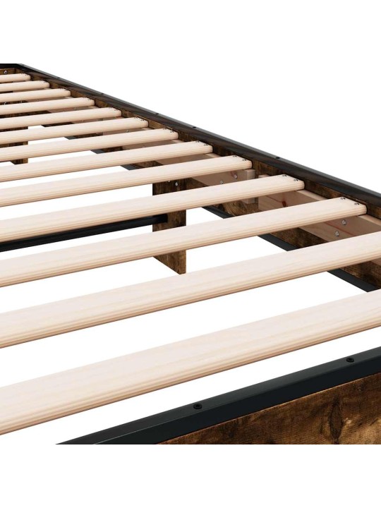Rám postele kouřový dub 100 x 200 cm kompozitní dřevo a kov