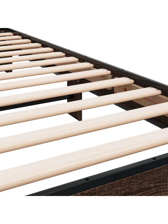 Rám postele hnědý dub 100 x 200 cm kompozitní dřevo a kov