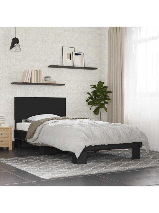 Rám postele černý 90 x 200 cm kompozitní dřevo a kov