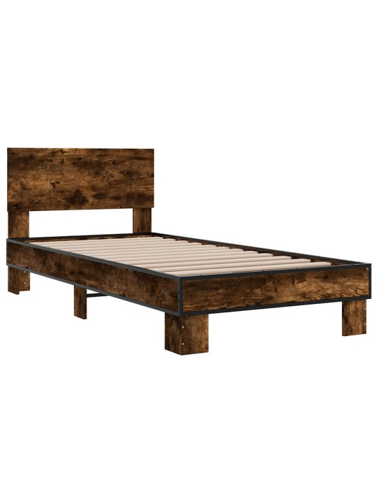 Rám postele kouřový dub 90 x 200 cm kompozitní dřevo a kov