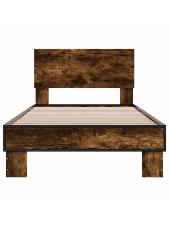 Rám postele kouřový dub 90 x 200 cm kompozitní dřevo a kov