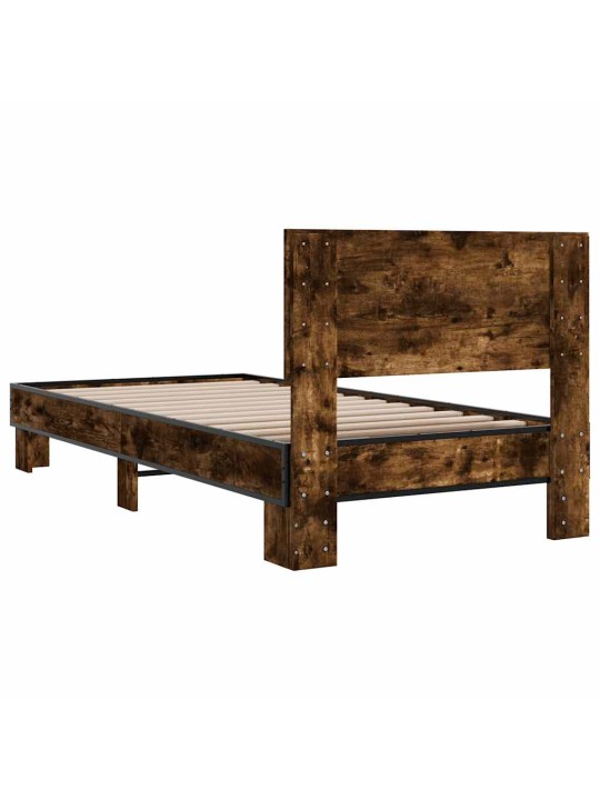 Rám postele kouřový dub 90 x 200 cm kompozitní dřevo a kov